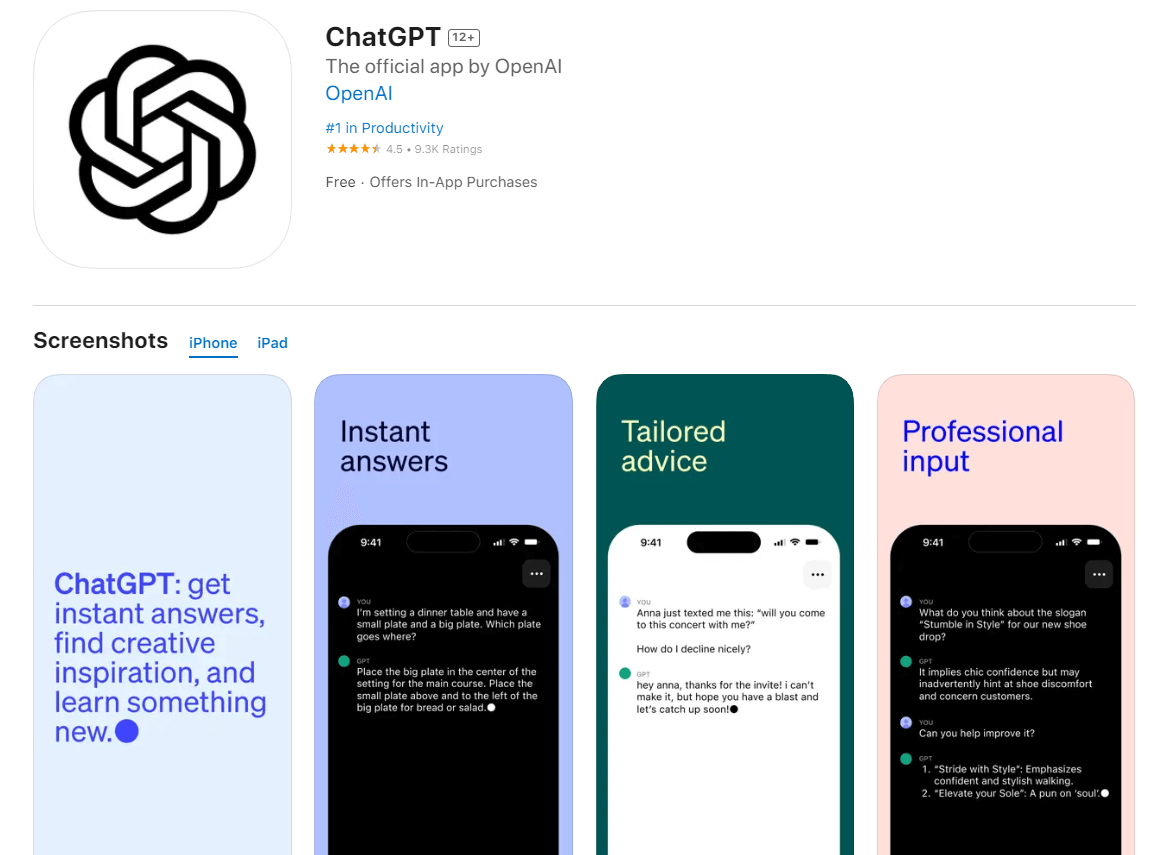 ChatGPT APP - Kostenfreier Download - Screenshot