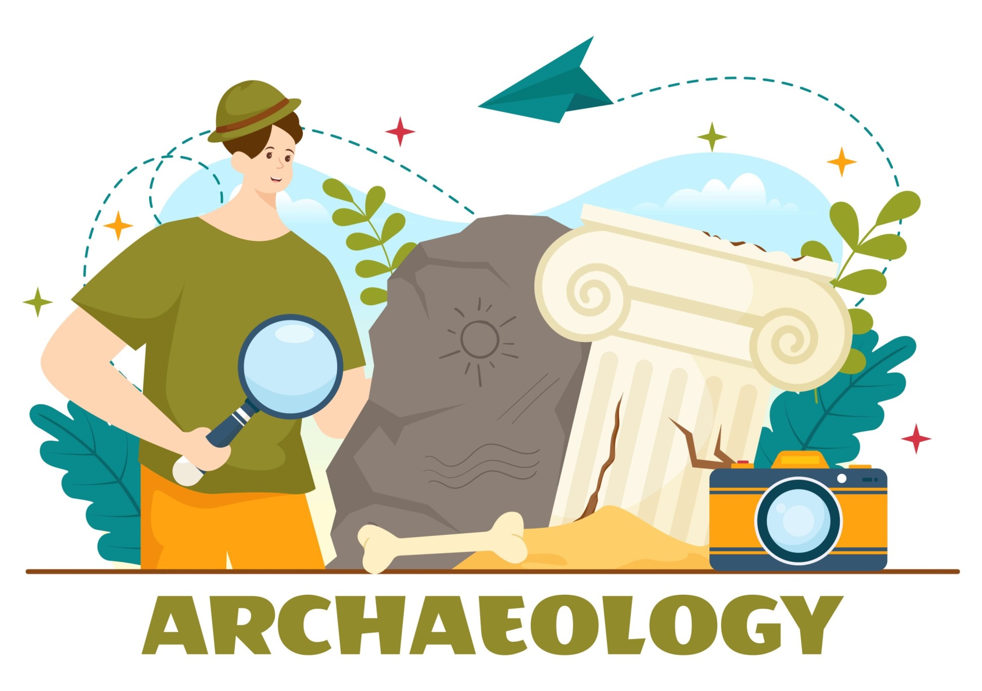 Archäologie in der Vergangenheit trifft auf Zukunft mit KI-Illustration